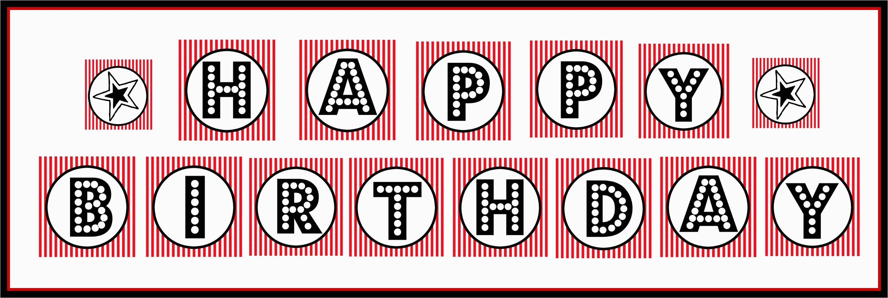 happy birthday banner black and white printable 5355