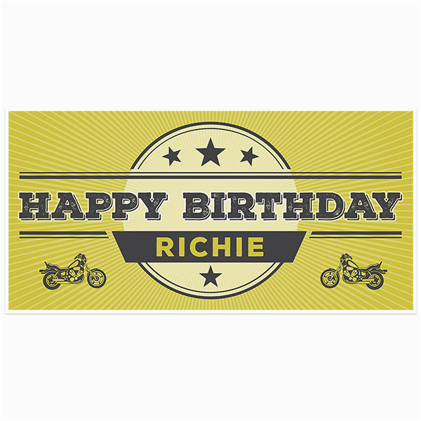 motorcycle birthday banner stars personalized party backdrop