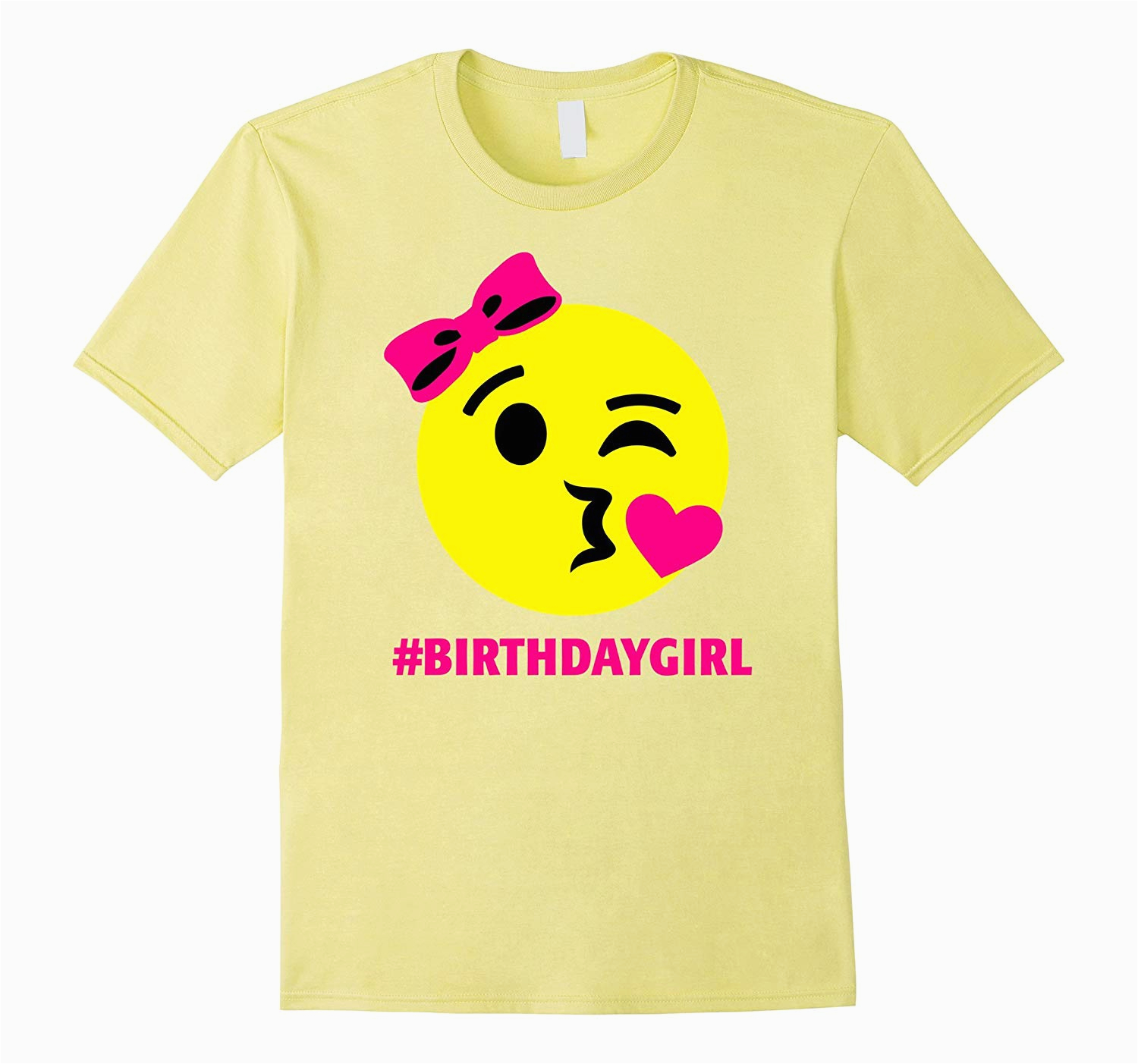 hashtag birthday girl shirt emoji smiley neon pink cd