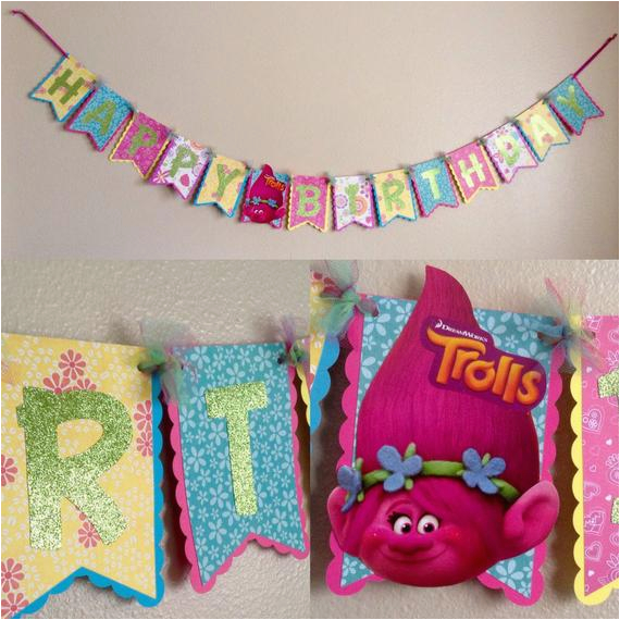 handmade trolls inspired happy birthday