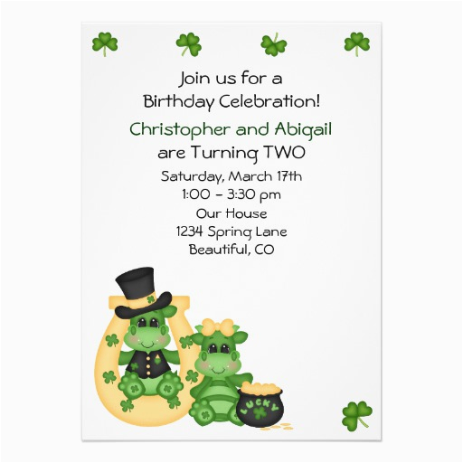 twins boy girl dragons irish birthday invite 161170386485525895