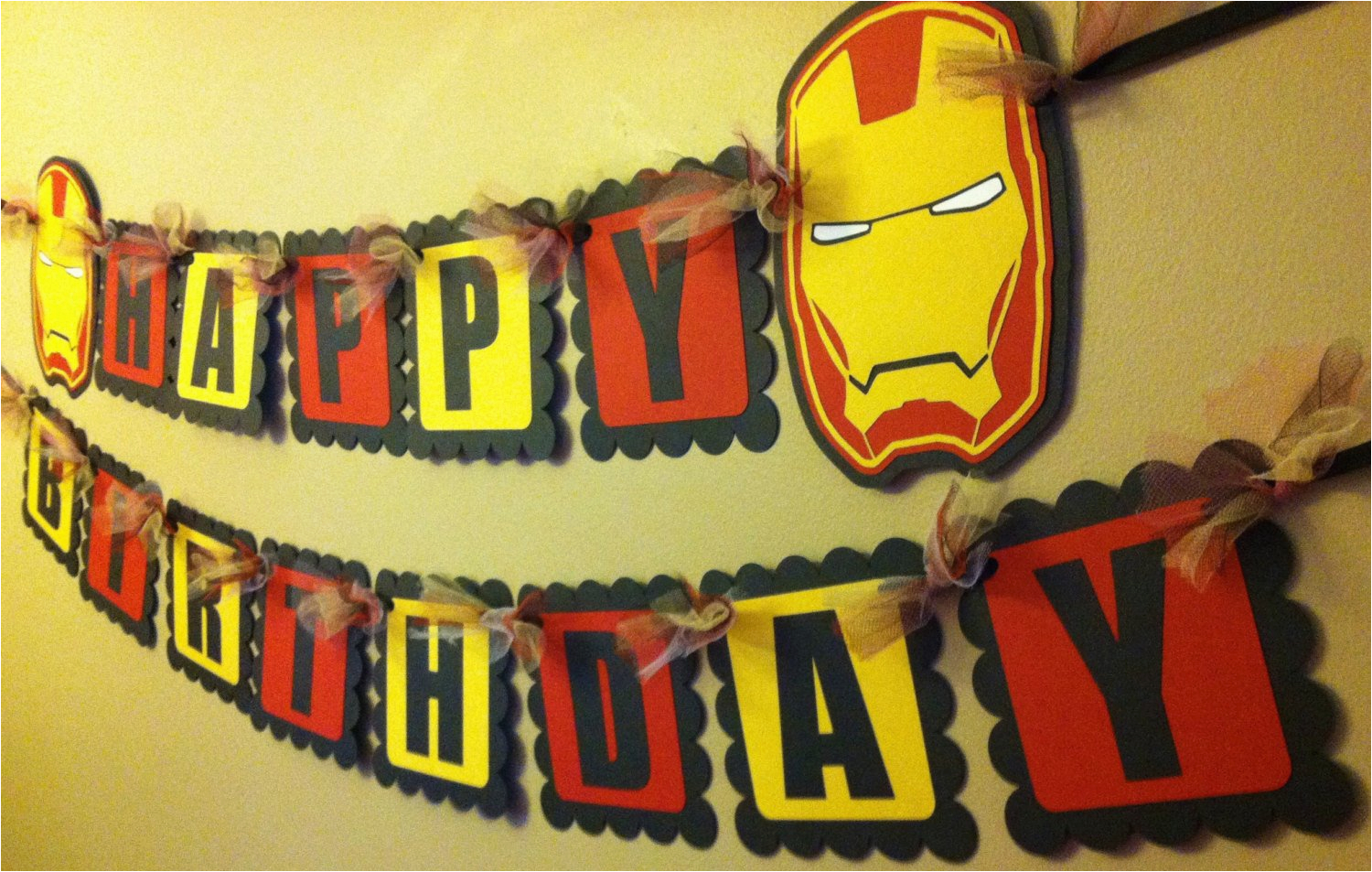 iron man inspired happy birthday banner