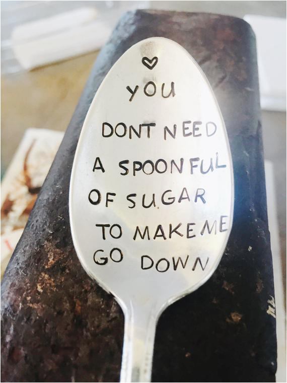 silver spoon hand stamped spoon funny