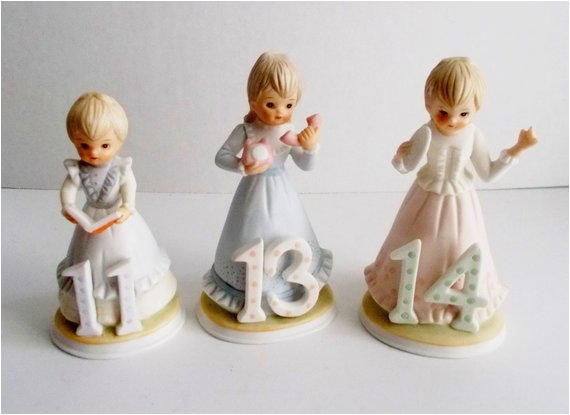 vintage lefton birthday girl figurines