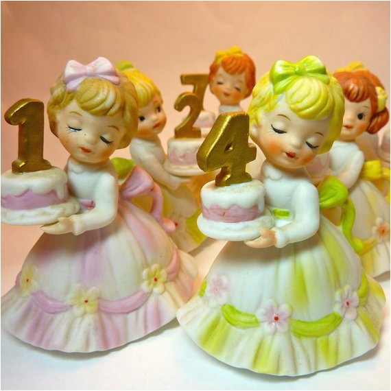 vintage lefton birthday girl figurines