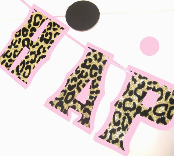 happy birthday banner customizable cheetah leopard