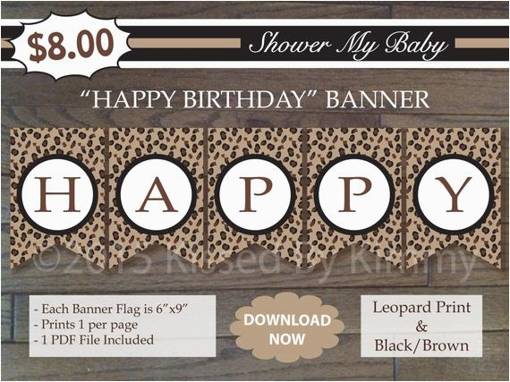 leopard print happy birthday banner 75
