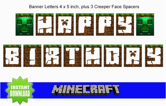 minecraft happy birthday banner bunting