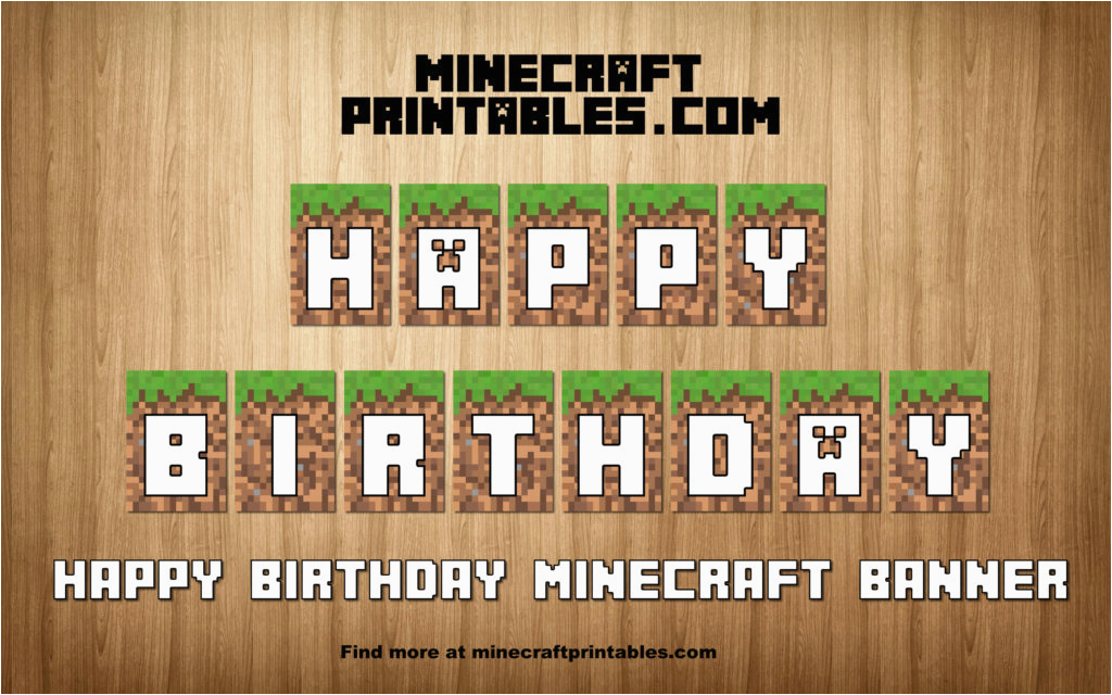 printable minecraft happy birthday banner square