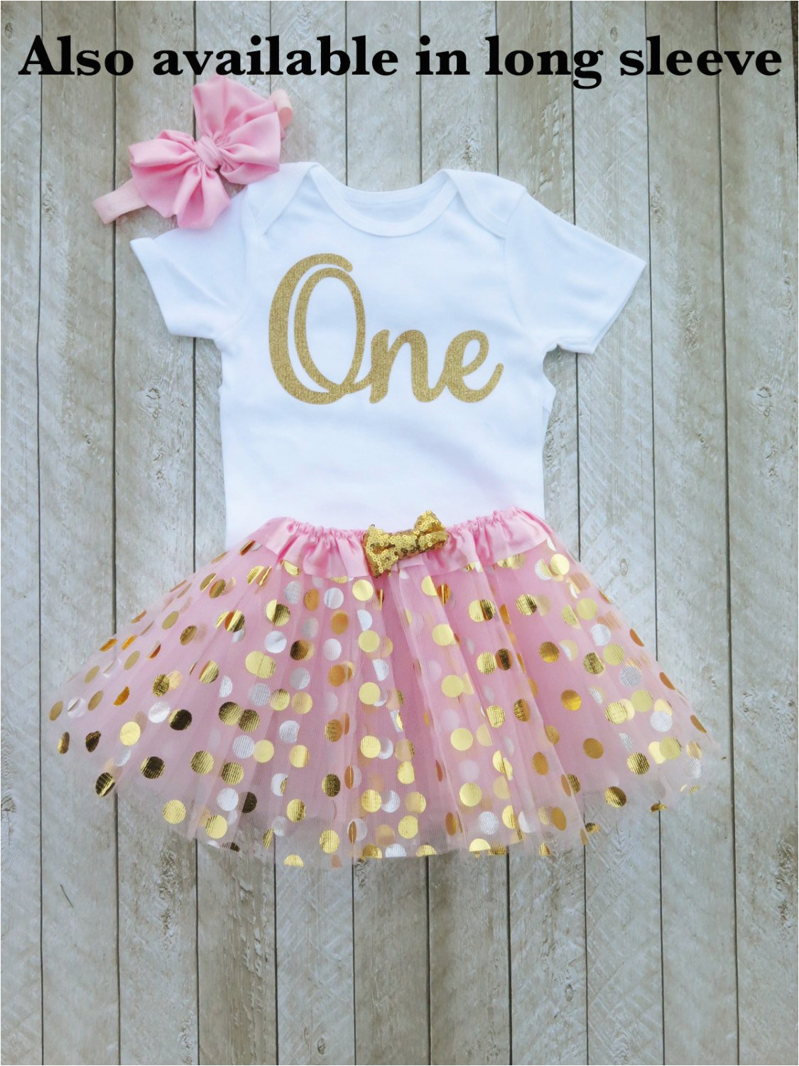pink and gold first birthday outfit pink