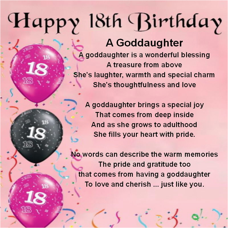 Poems for Birthday Girl Personalised Coaster Goddaughter Poem 18th ...