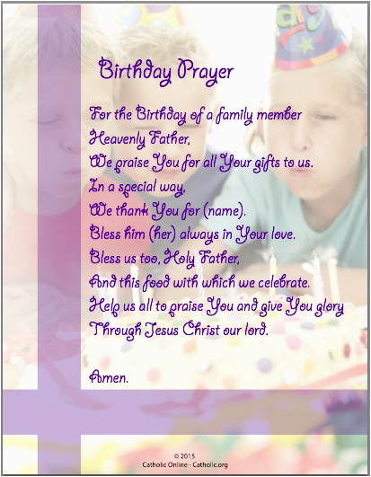 Prayer for the Birthday Girl Prayers Birthday Prayer Catholic Online Shopping