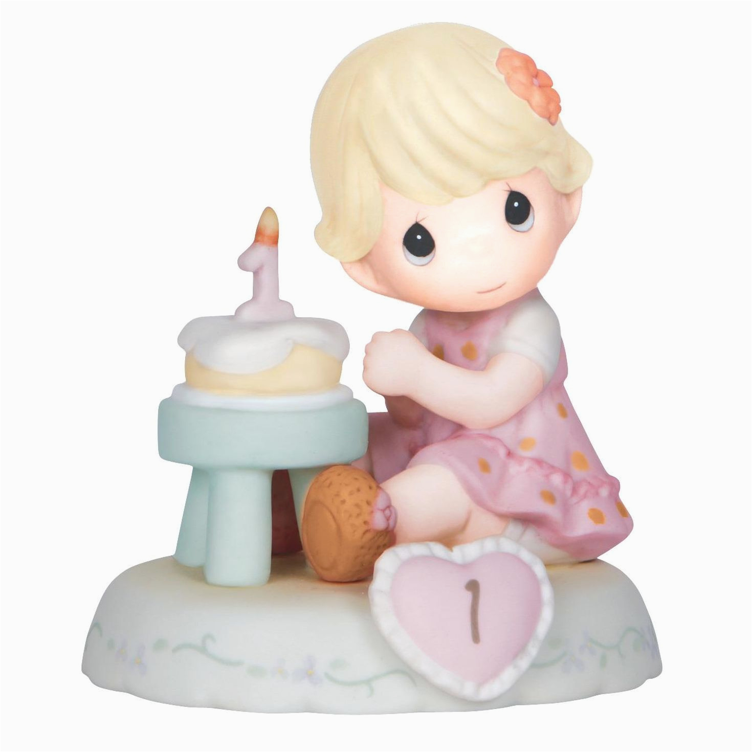 precious moments growing in grace blonde hair girl with birthday cake figurine age 1 142010