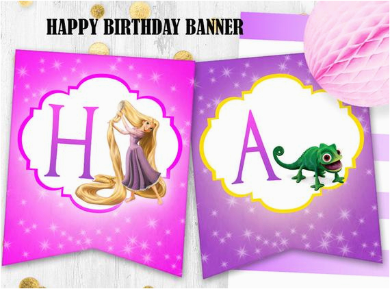 rapunzel birthday banner tangled happy