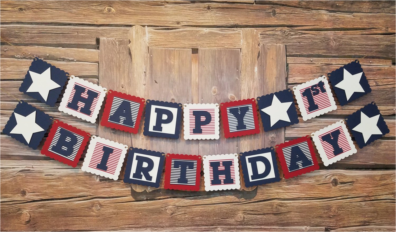 red white and blue happy birthday banner