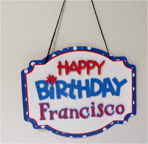 red white blue happy birthday banner or