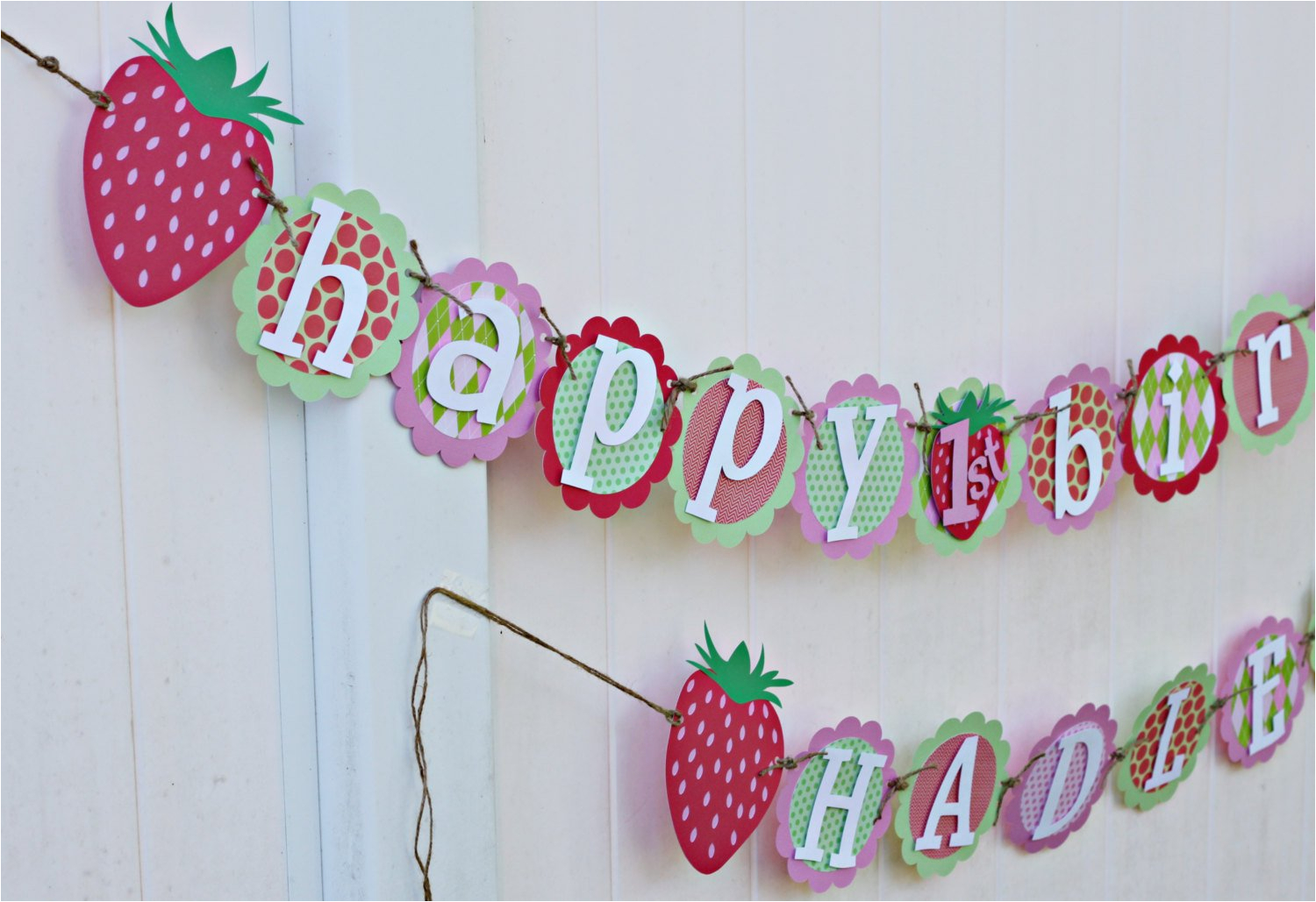 personalized strawberry birthday banner