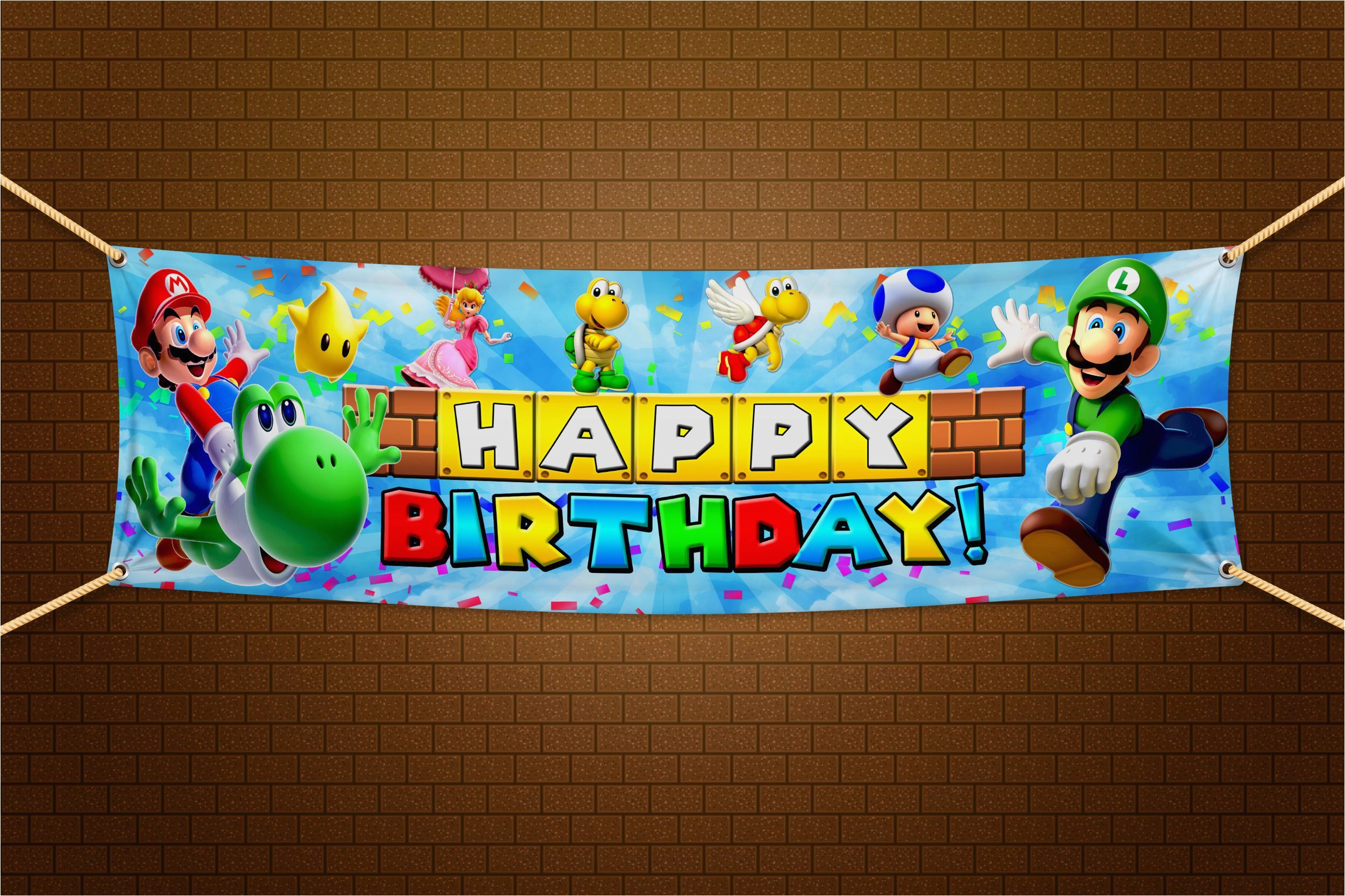 super mario bros happy birthday banner
