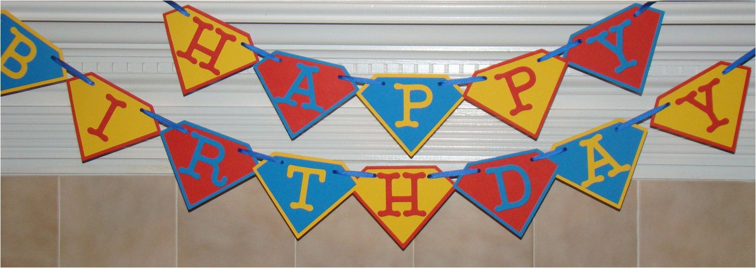 superman inspired happy birthday banner