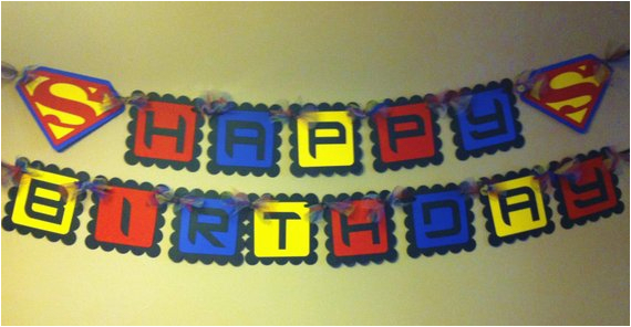 superman inspired happy birthday banner