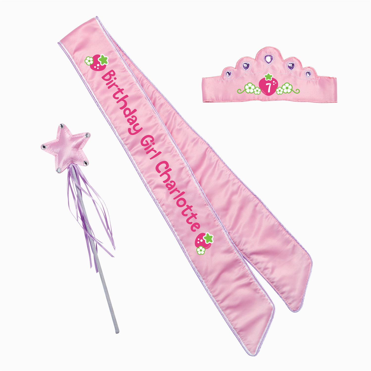 strawberry shortcake birthday girl pink sash and crown set