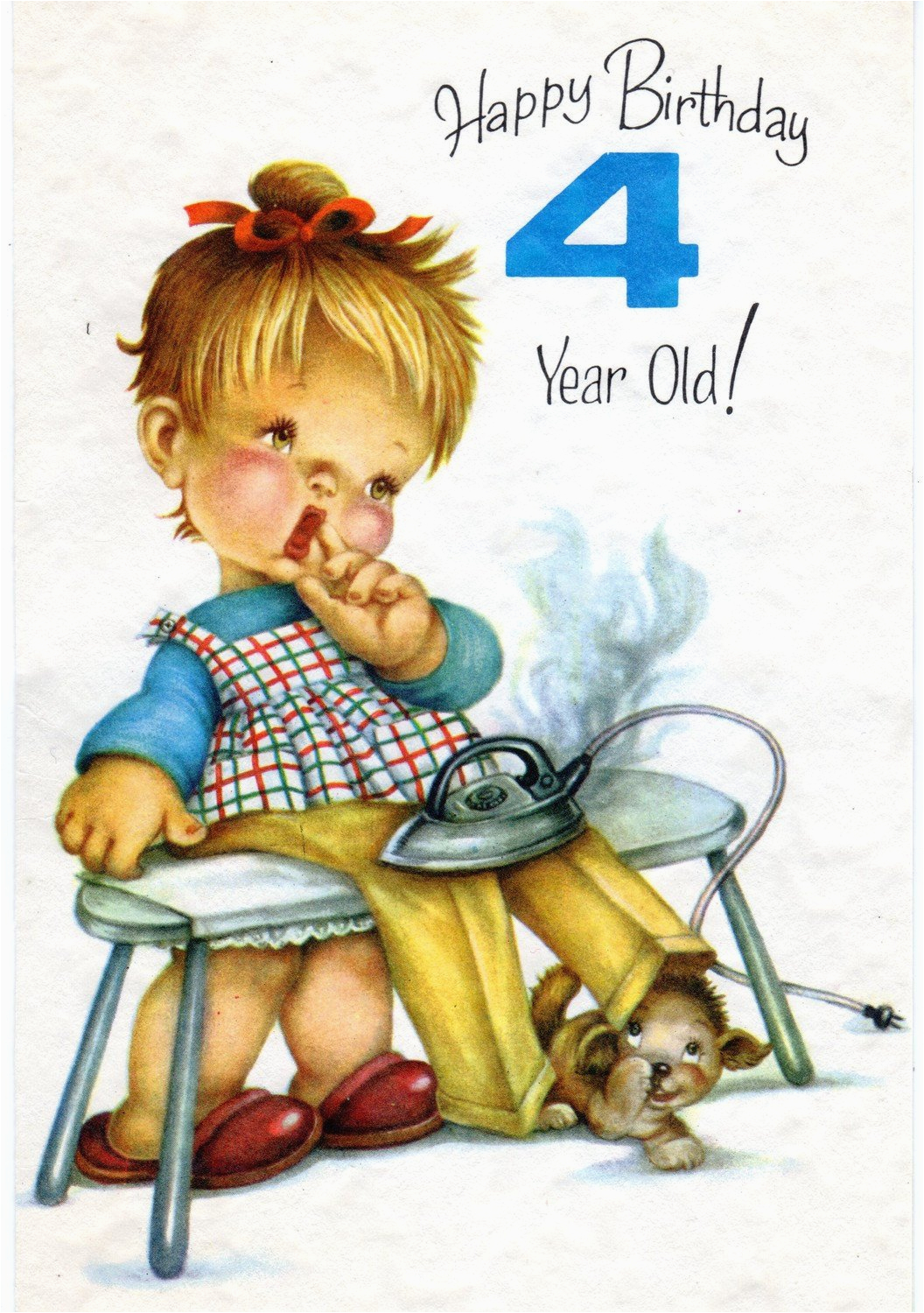 vintage birthday greeting card for four