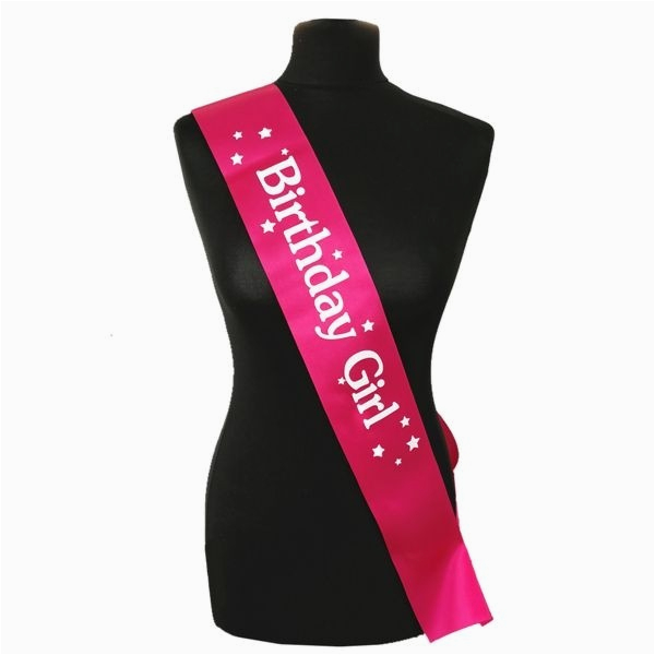 pink with white birthday girl star sash