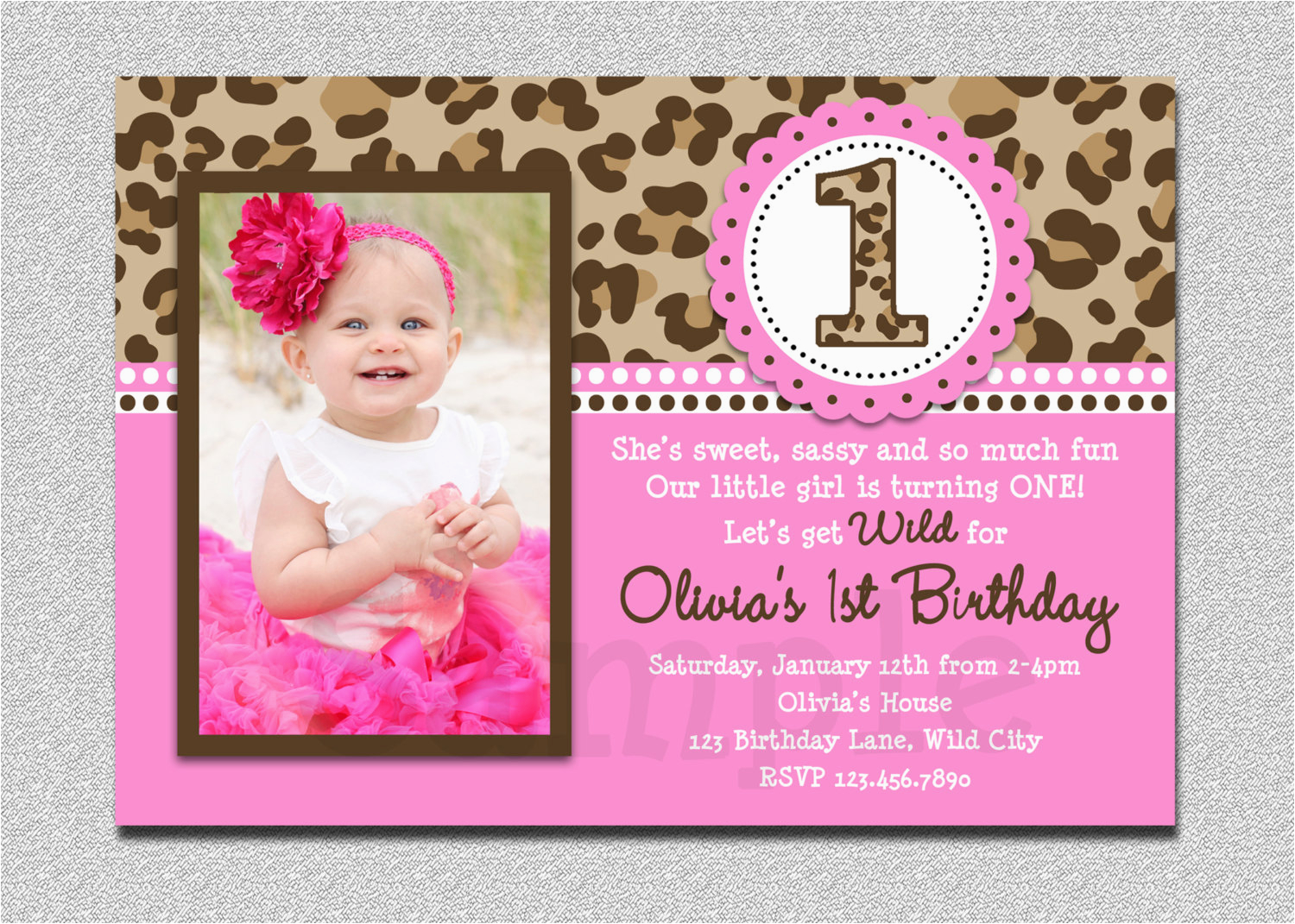 leopard birthday invitation 1st birthday