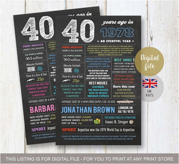 uk fun facts 1978 personalized 40th