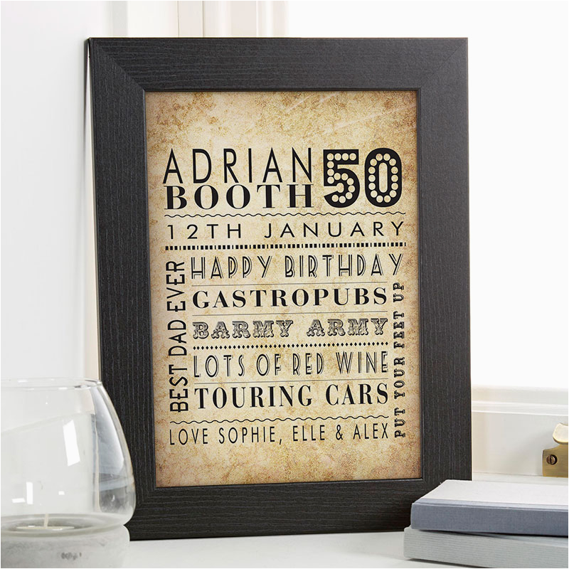50th birthday gift idea personalised age print for him