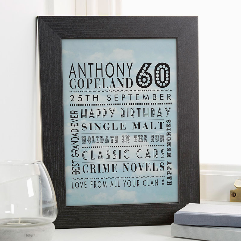 60th birthday gift idea personalized age print for him