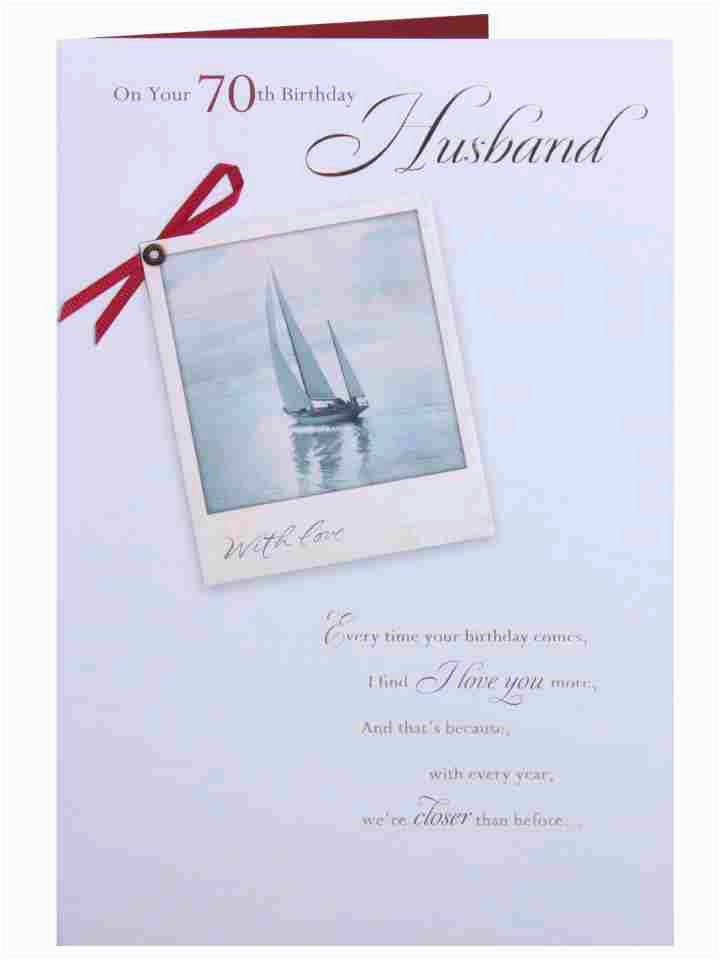 sailing boat photograph husband 70th birthday card