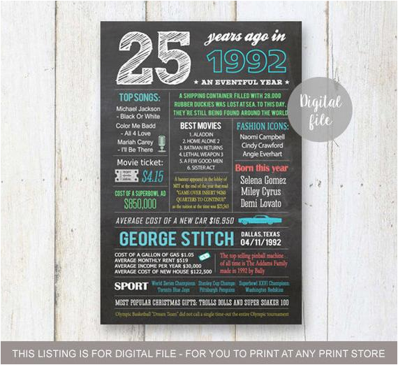 personalized 25th birthday gift idea for
