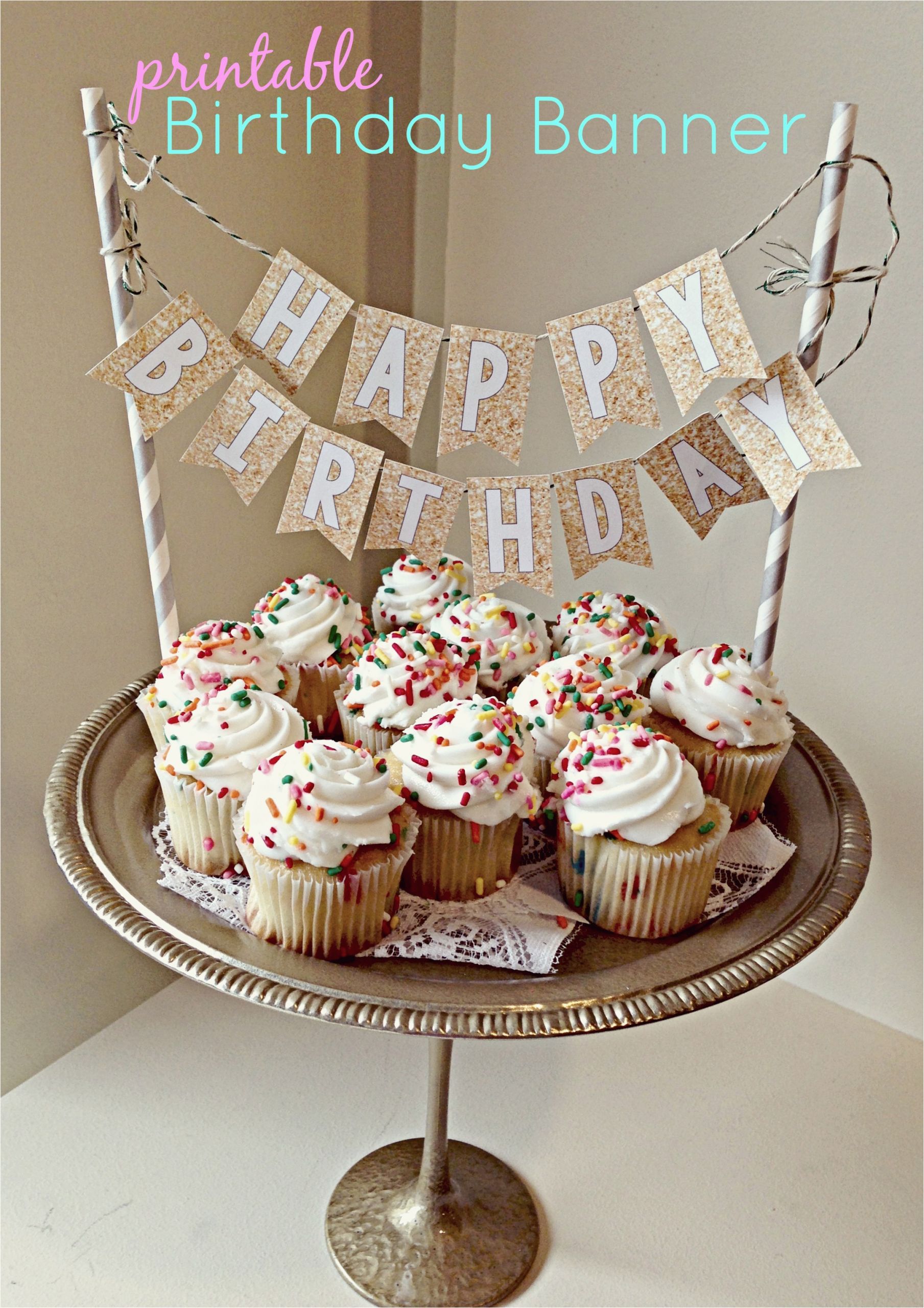 printable birthday banner cake topper