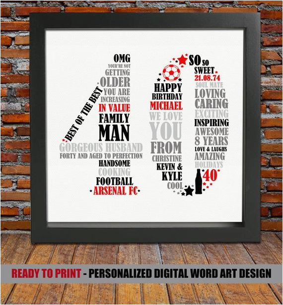 Birthday Gifts for Him 40 Years Old Personalized 40th Birthday Gift for Him 40th by Blingprints