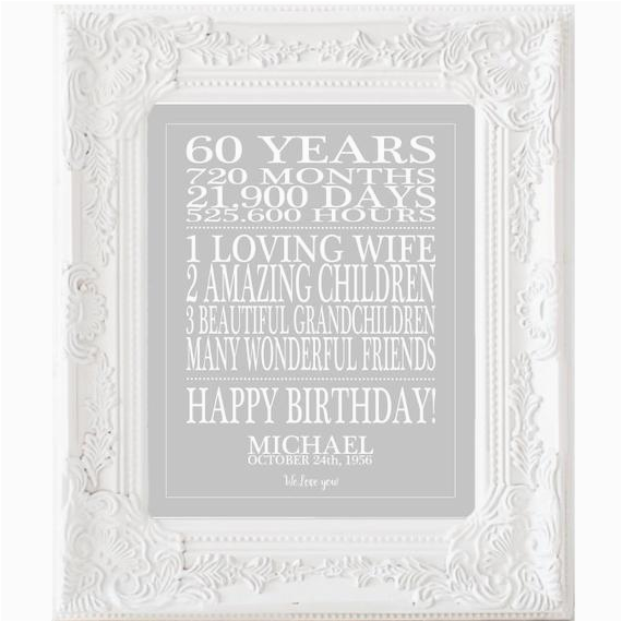 60th birthday gift print personalized