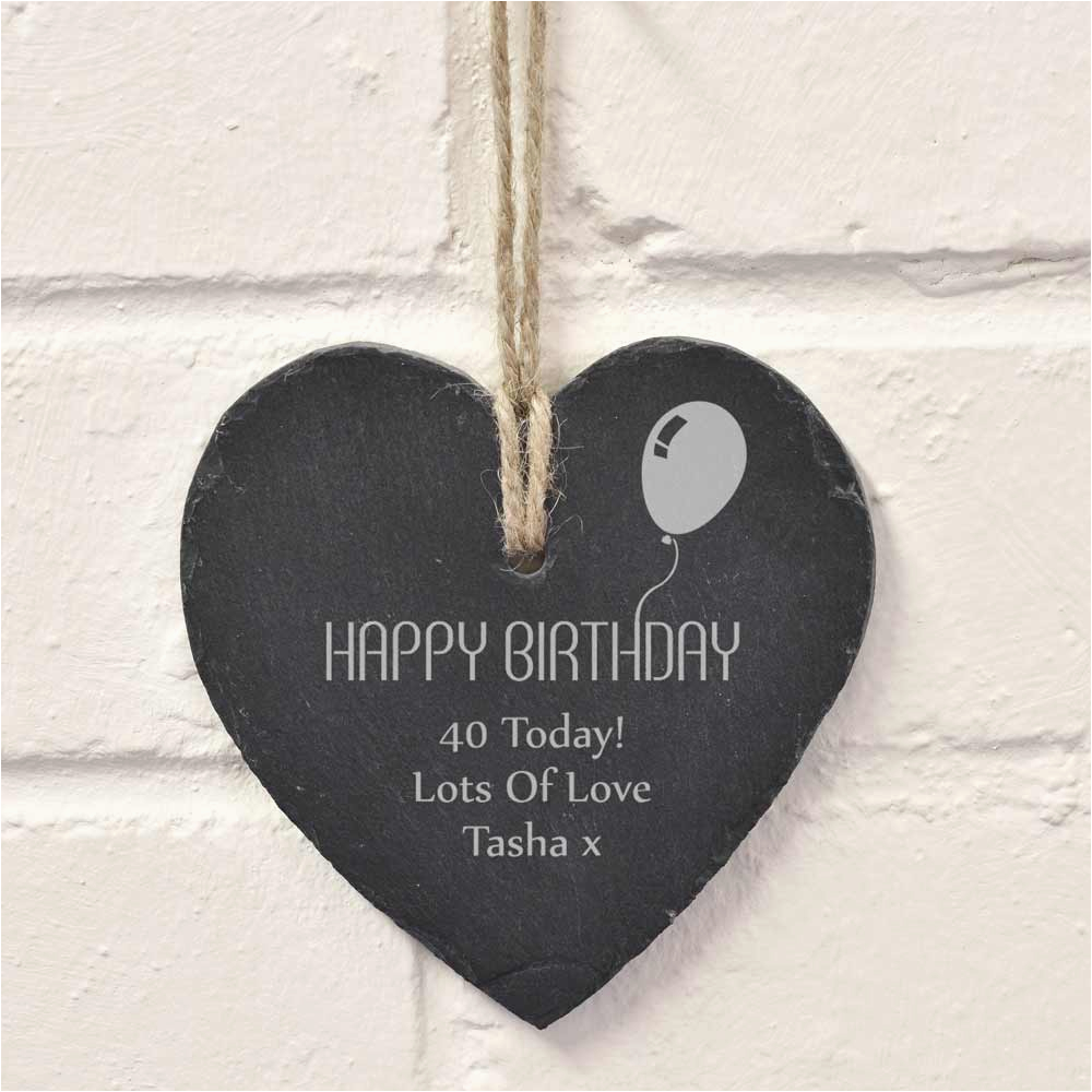 personalised hanging slate heart happy birthday p 1601