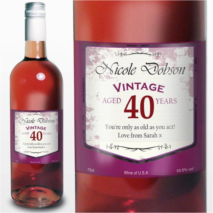 40th birthday personalised zinfandel rose wine