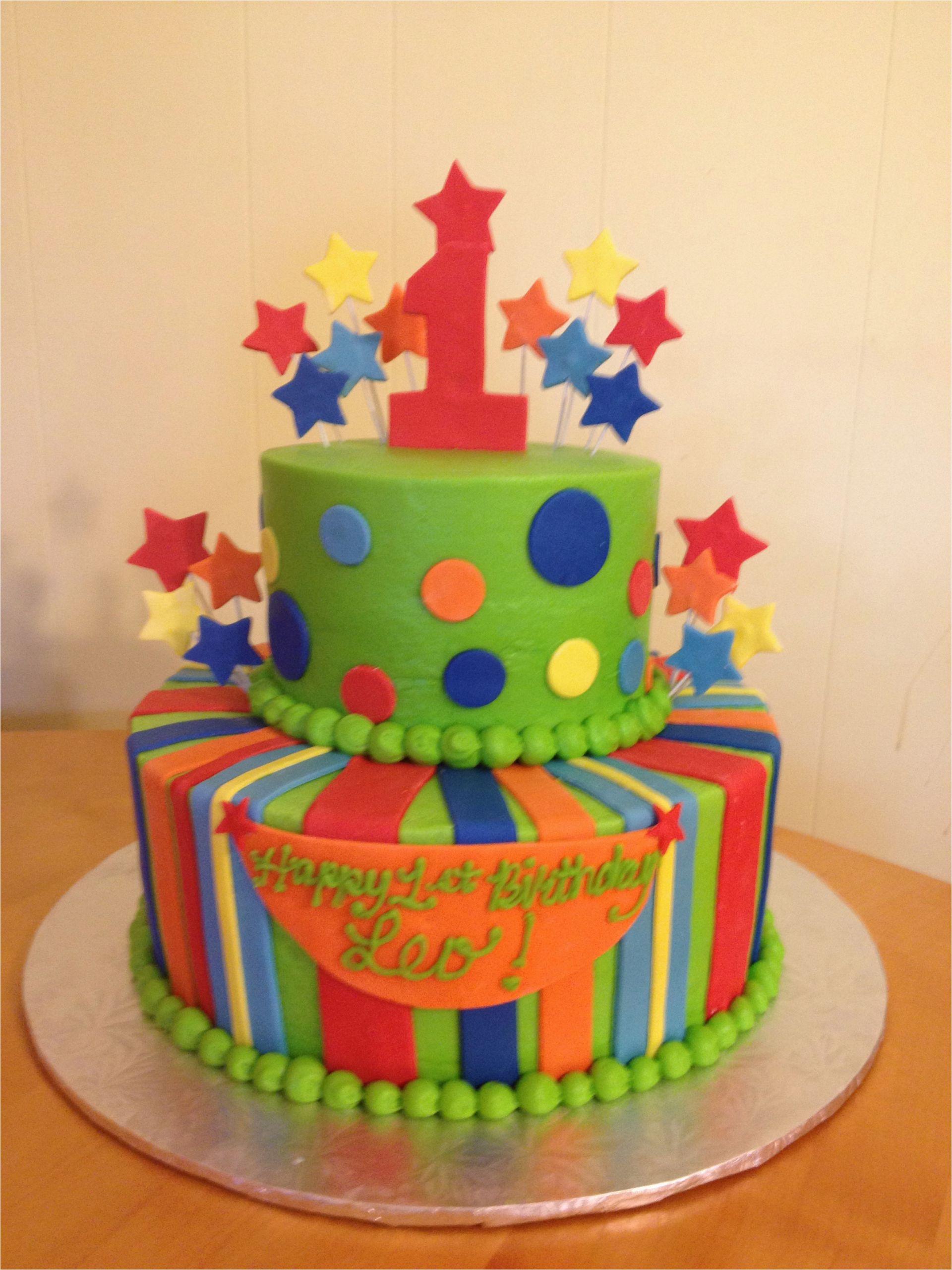 polka dots stripes 1st birthday cake