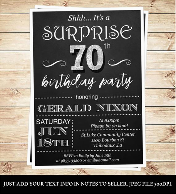 surprise 70 birthday party invitations