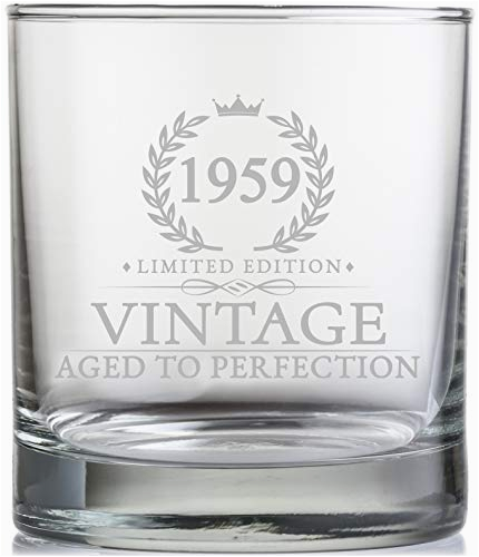 11 oz vintage 1959 whiskey glass 60th birthday gifts for men turning 60 years old funny sixtieth whisky bourbon scotch gift ideas party decorations and supplies for him husband dad man