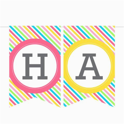 printable birthday banner in stripes instant download