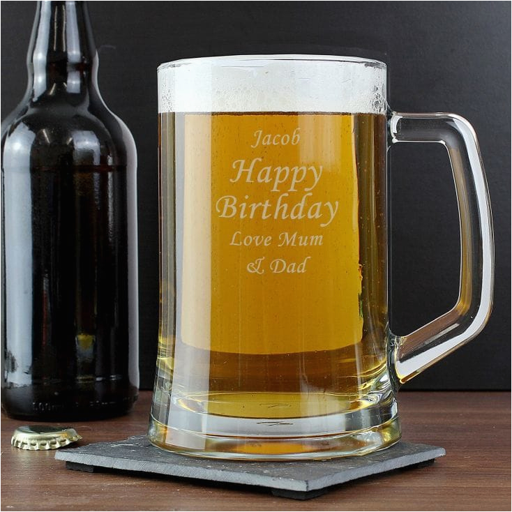 50th birthday personalised glass tankard