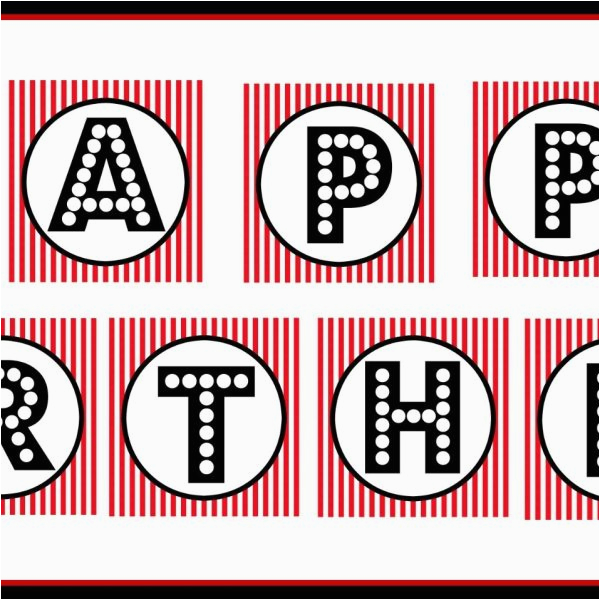 free printable happy birthday banner black and white
