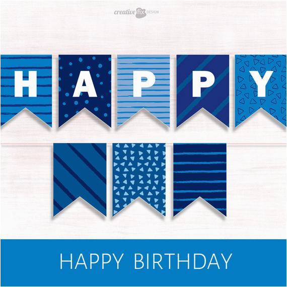 happy birthday banner blue printable