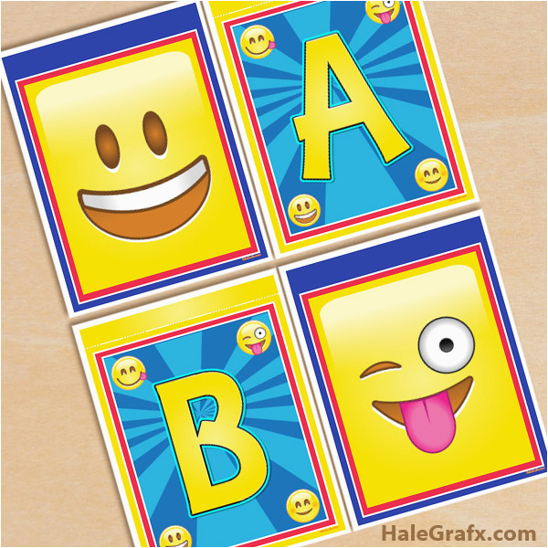 free printable emoji alphabet banner pack