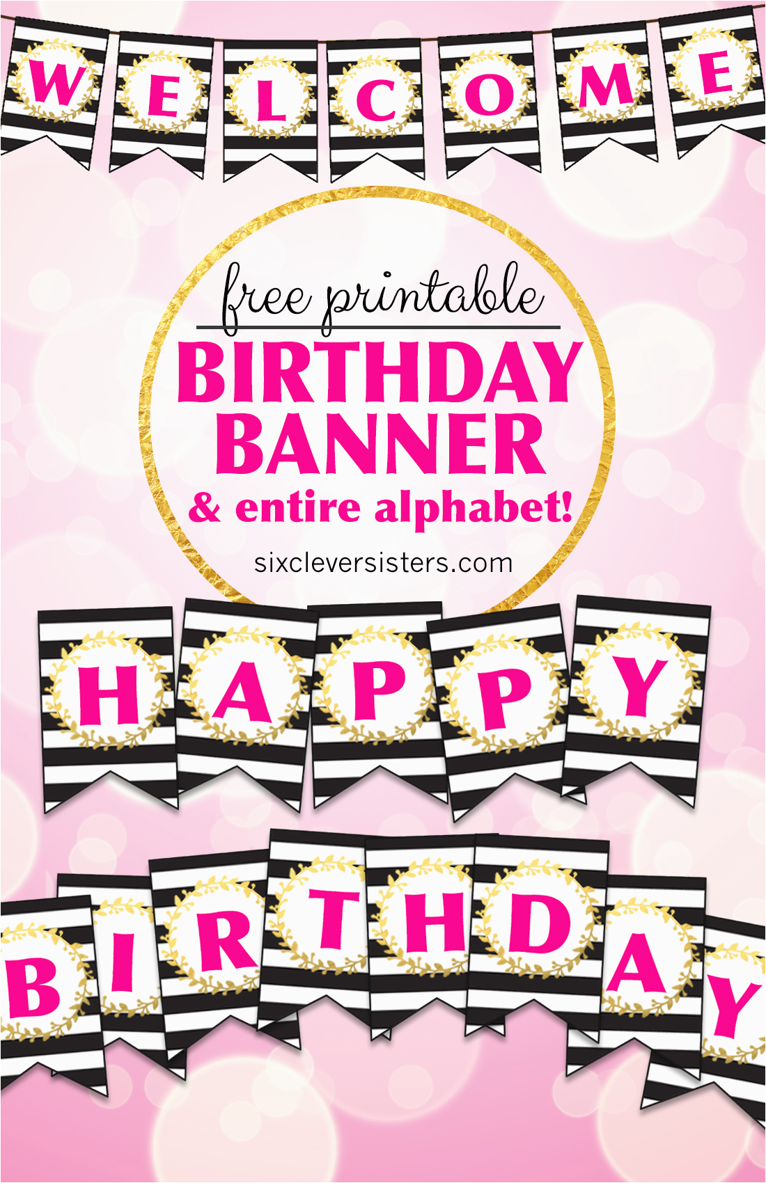 free printable happy birthday banner and alphabet