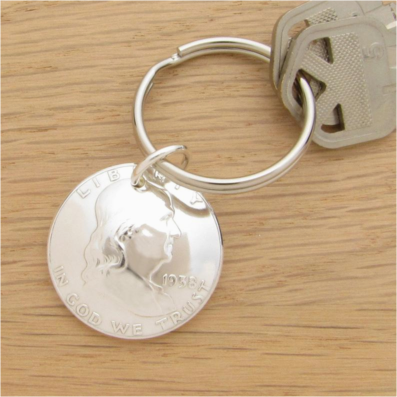 Funny 60th Birthday Ideas for Him for 60th 1958 Half Dollar Keychain Coin Accessory 60th Birthday or 60th Anniversary Gift Coin Accessory