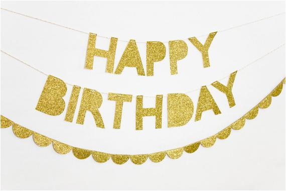 gold glitter happy birthday banner