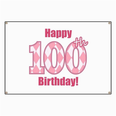 happy 100th birthday pink argyle banner 834707113
